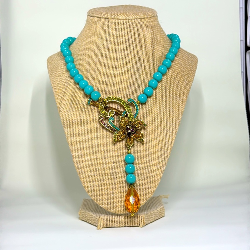 Heidi Daus Turquoise Beaded Toggle Necklace